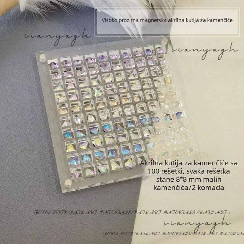 Prozirna akrilna kutija za pohranu s više pregrada za manikuru i nakit, zaštita od prašine, lagana i prijenosna, za naušnice