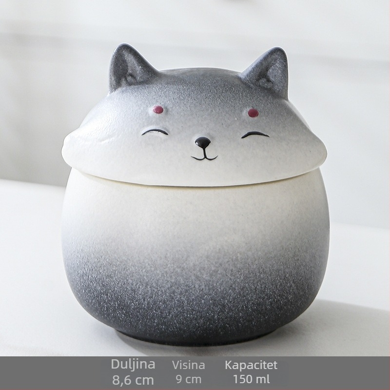 Keramička kutija za čaj sa Shiba Inu – ukrasna figura i posuda za skladištenje s hermetičnim poklopom