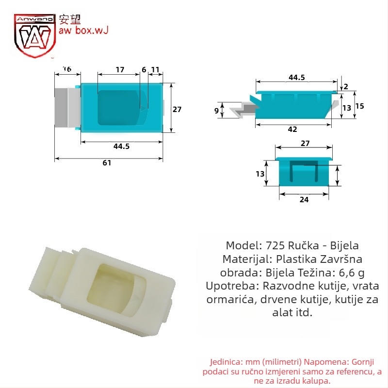 AW Anwang 725 Plastična ručka s bravom za električne ormariće