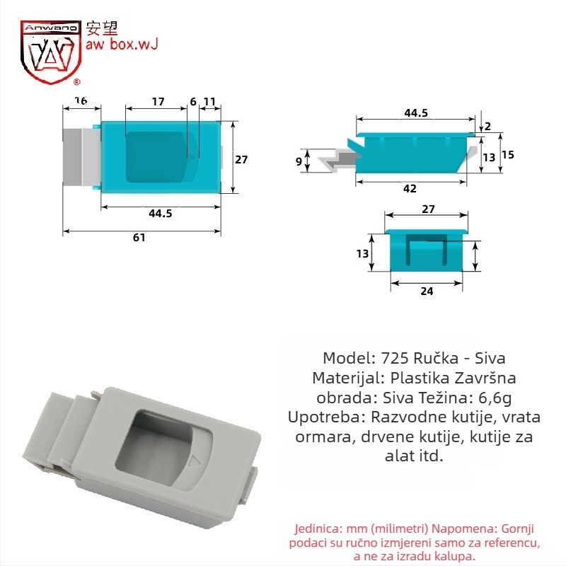 AW Anwang 725 Plastična ručka s bravom za električne ormariće