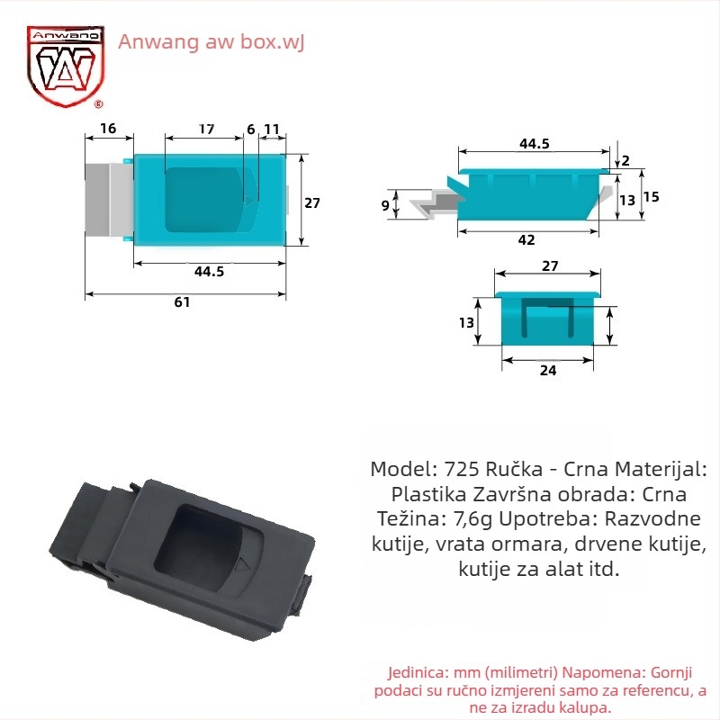 AW Anwang 725 Plastična ručka s bravom za električne ormariće