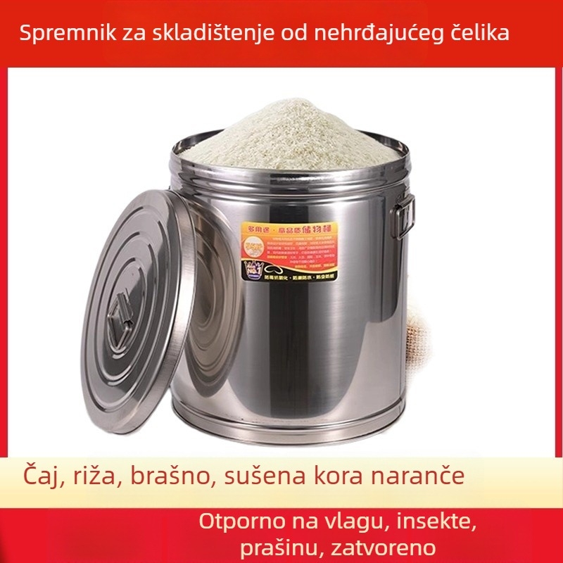 Nehrđajući čelični spremnik za skladištenje riže, brašna i čaja – zapečaćen, otporan na insekte i vlagu, čvrst i velikog kapaciteta