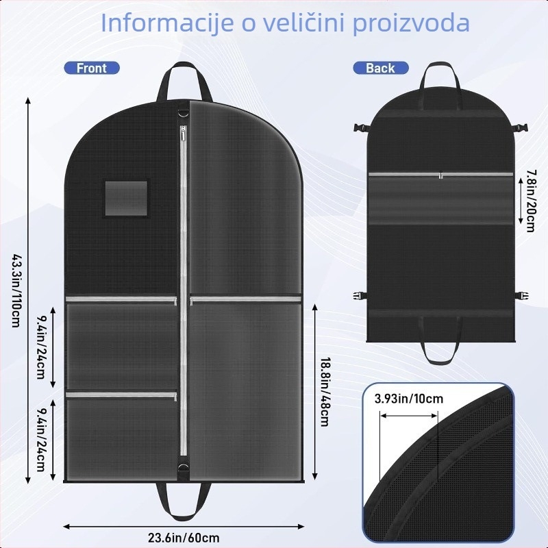Crna navlaka za odjeću od netkanog materijala za pohranu u ormaru