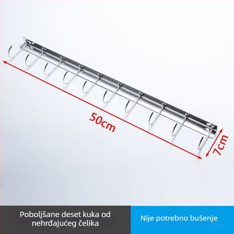 Kuhinjski zidni kuka od nehrđajućeg čelika bez bušenja, gornji držač i polica za pohranu