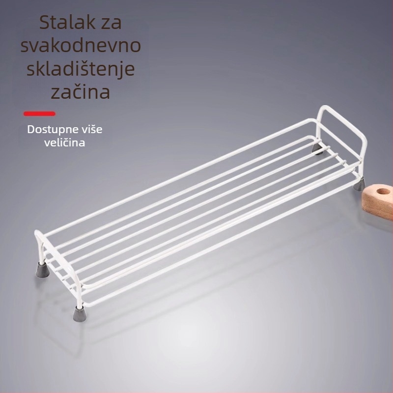 Stalak za začine od ugljičnog čelika, zidni bez bušenja, višeslojni kuhinjski organizator