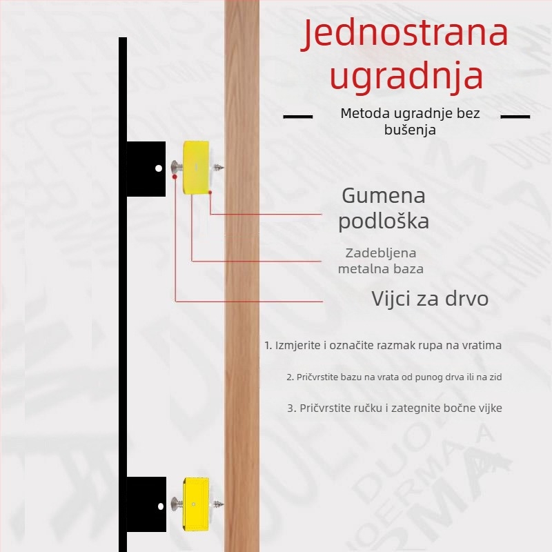 Crna ručica od nehrđajućeg čelika za vanjska vrata vile, dvokrilna staklena vrata, kvadratna metalna ručica, jednostrana ugradnja