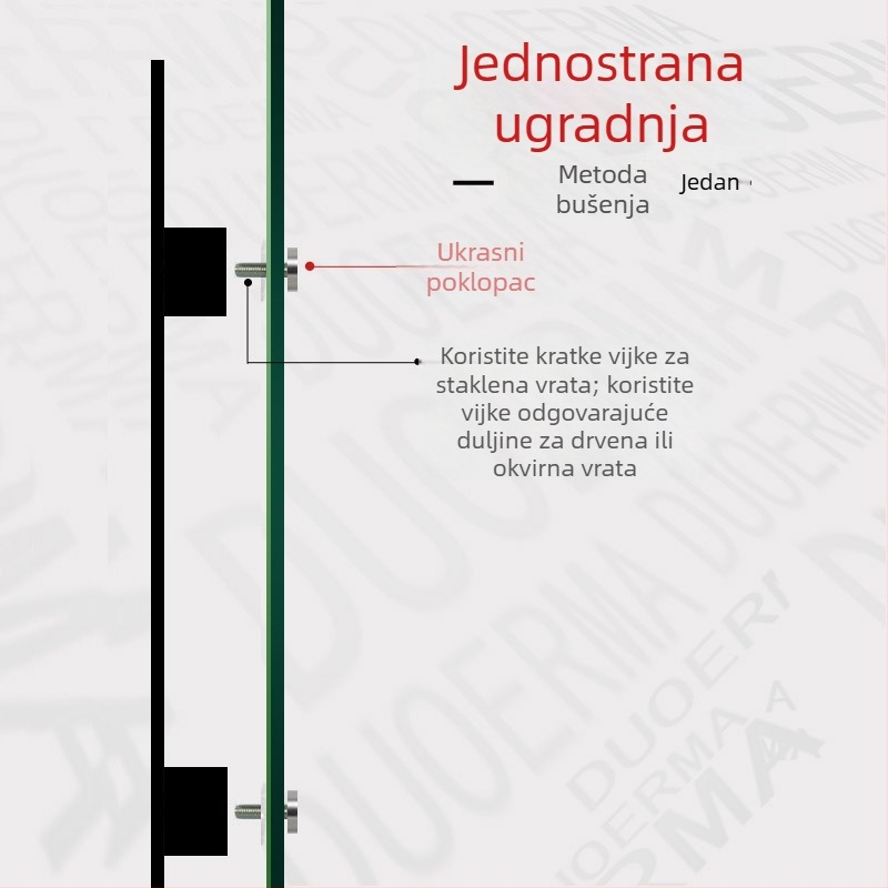Crna ručica od nehrđajućeg čelika za vanjska vrata vile, dvokrilna staklena vrata, kvadratna metalna ručica, jednostrana ugradnja