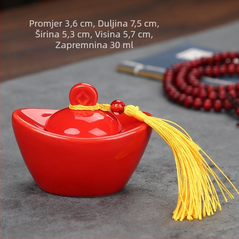 Keramička mini posuda za čaj s dizajnom zlatnog ingota, zatvorena posuda za čaj, mirisni prah i mazilo, prenosno za putovanja
