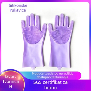 Silikonske rukavice za kuhinju, pranje posuđa i čišćenje kućnih ljubimaca, vodootporne, debele, zaštita od opeklina