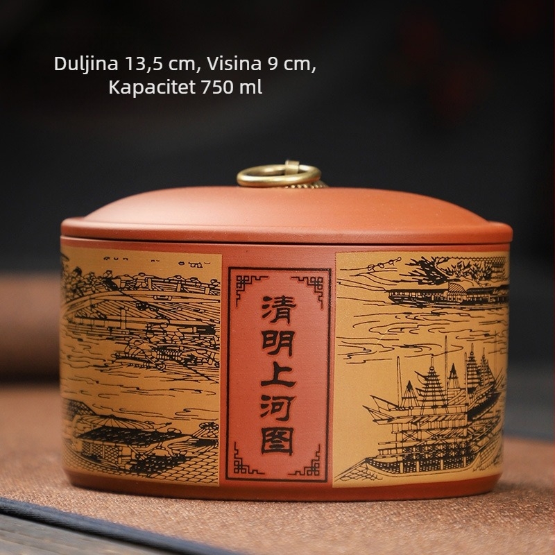 Zisha keramički čajni spremnik, retro dizajn, hermetički zatvarač, kapacitet 250 g