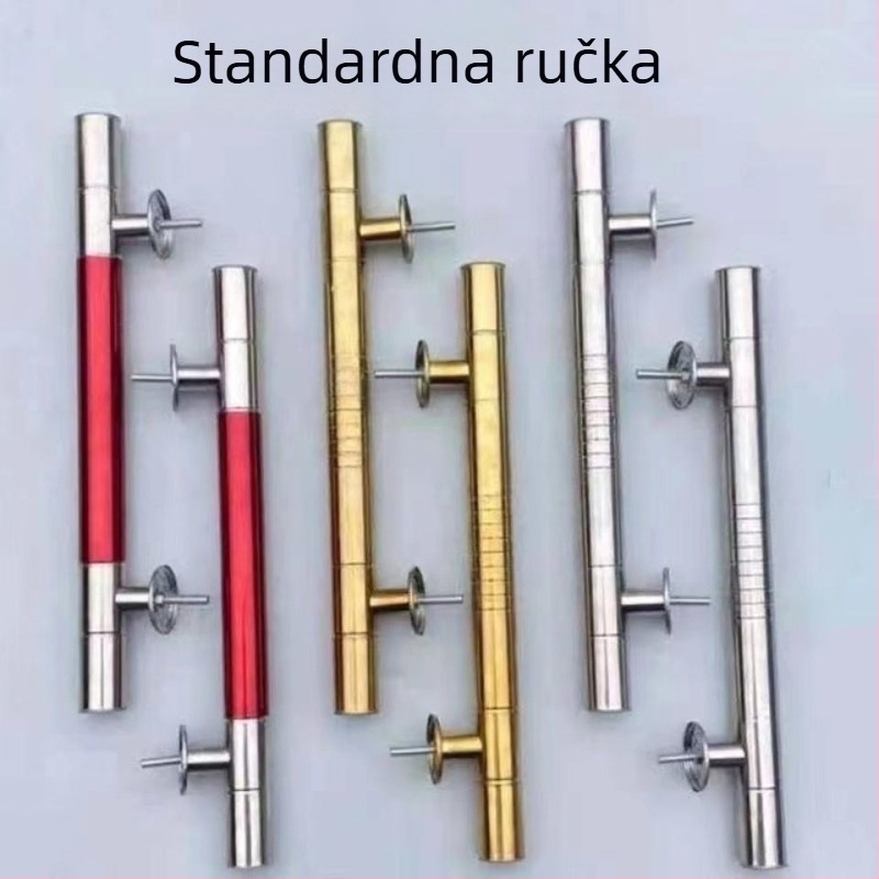 Ručka za vrata od nehrđajućeg čelika za drvena vrata, velika dvokrilna dvorišna ručica s metalnom pločom