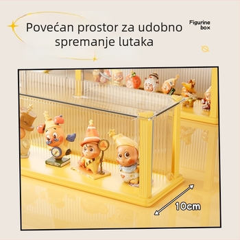 Prozirna kutija za izlaganje figurica s preklopnim poklopcem, zaštita od prašine i pretinci