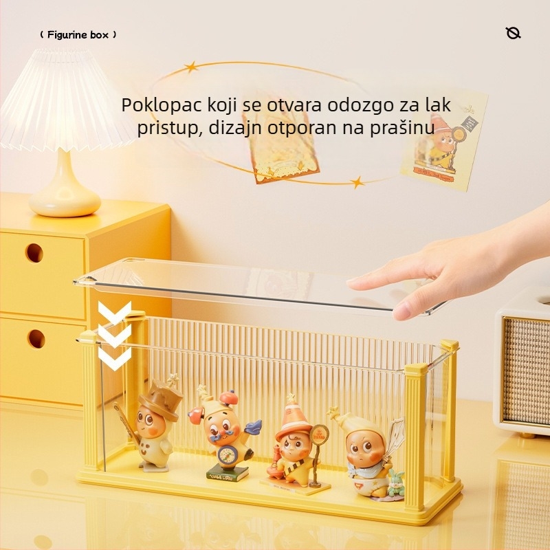 Prozirna kutija za izlaganje figurica s preklopnim poklopcem, zaštita od prašine i pretinci