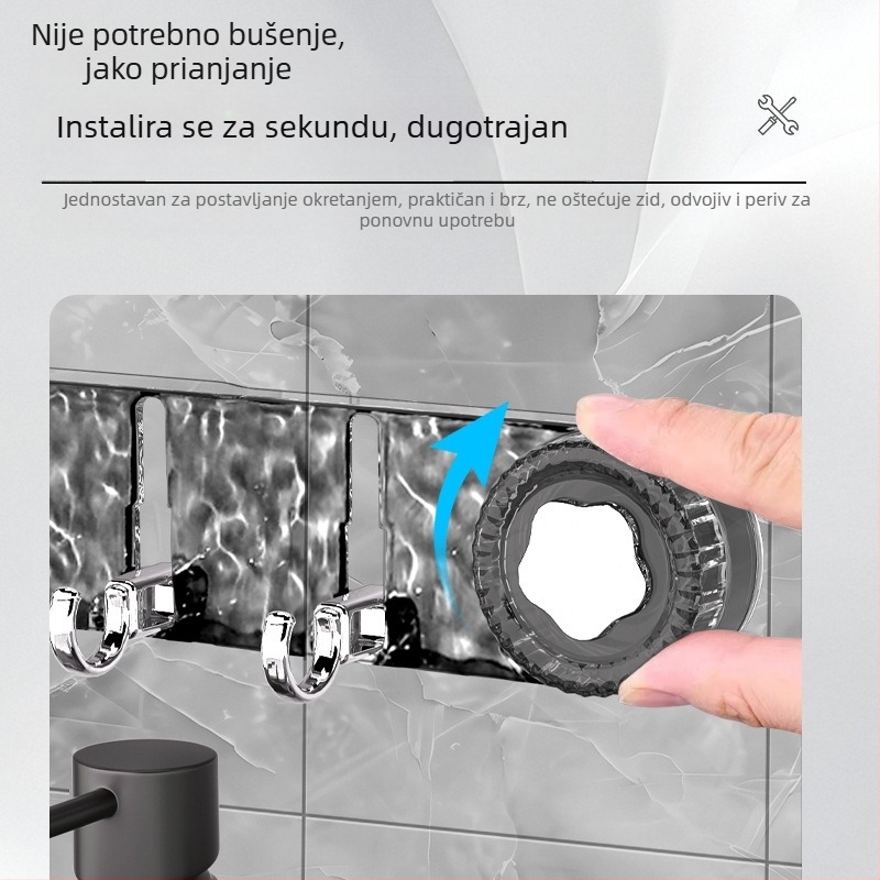 Set od 5 kuka s vakuumskim držačima za vrata, zidnu pohranu u kupaonici i kuhinji — duga linija kuka bez tragova ljepila