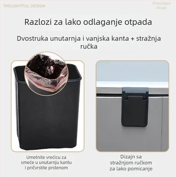 Kantu za smeće s poklopcem i nožnim otvaranjem, od nehrđajućeg čelika, luksuznog dizajna za kućnu upotrebu – pogodna za dnevni boravak, kupaonicu i kuhinju