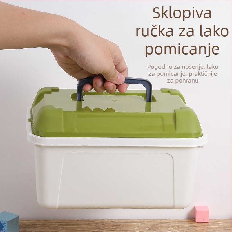 Višefunkcijska plastična kutija za pohranu, velika kapaciteta 5 L, prašinu otporna, prijenosni organizator za igračke i sitnice