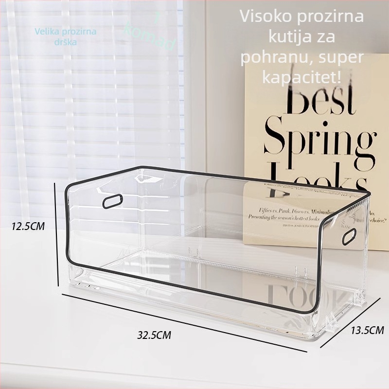 Prozirna pravokutna stolna kutija za odlaganje kozmetike, parfema i grickalica