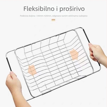 Nerđajući čelični koš za odvod vode iz sudopera, teleskopijski, stalak za posuđe i čaše, skladištenje voća i povrća, kuhinjski organizator