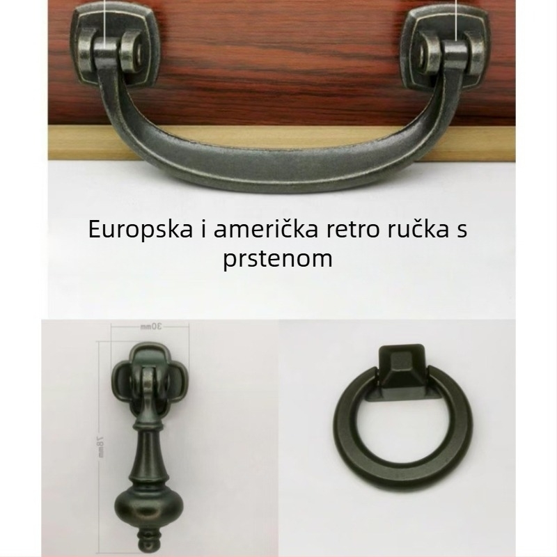 Retro ručka za vrata i namještaj od cinkovog legura, antikni europski hardver, ukrašena rezbarenim dizajnom