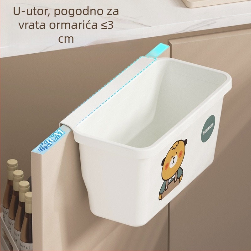 Zidni kuhinjski smećnjak za kuhinjske ormariće, veliki visi koš za otpad bez poklopca, s presovanim rubom