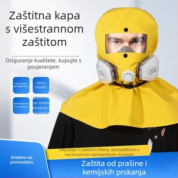 Kapa za zaštitu od prašine i toksičnih plinova za sprejanje boje, brušenje i dekoraciju, otporna na kiseline i lužine, prozračna, zaštita od kemijskih prskanja