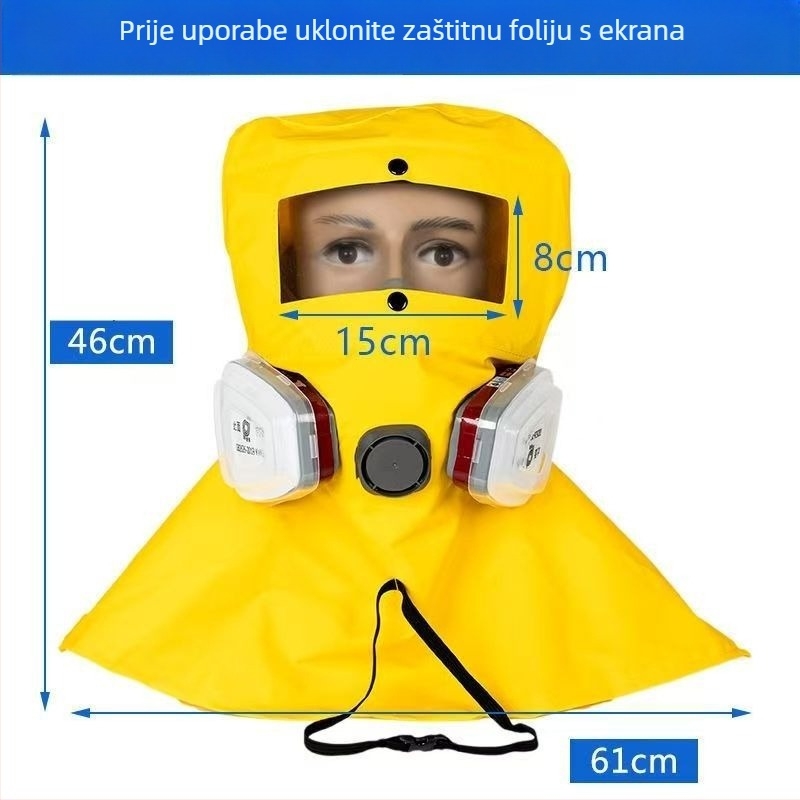 Kapa za zaštitu od prašine i toksičnih plinova za sprejanje boje, brušenje i dekoraciju, otporna na kiseline i lužine, prozračna, zaštita od kemijskih prskanja