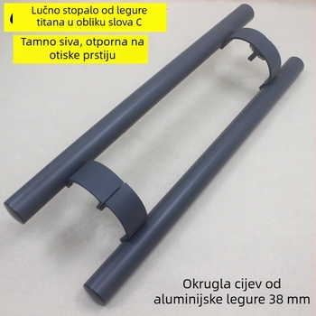 Tip C kvaka za vrata s okvirom od stakla, zaobljena noga, aluminijska legura, potisno–vučna ručka, za klizna i drvena vrata, ručka s mehanizmom na podu
