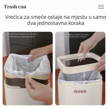 Koš za otpad u kuhinji bez poklopca, nehrđajući čelik, s kotačićima, kvadratnog oblika, kapacitet 12 L ili više, za dnevni boravak.