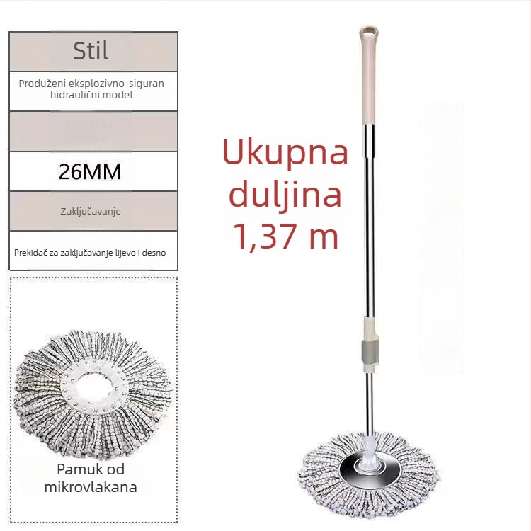 Okretna drška za mop za kućnu upotrebu – alat za čišćenje jednim pokretom, ručno pranje, potpuno automatno, univerzalna zamjena