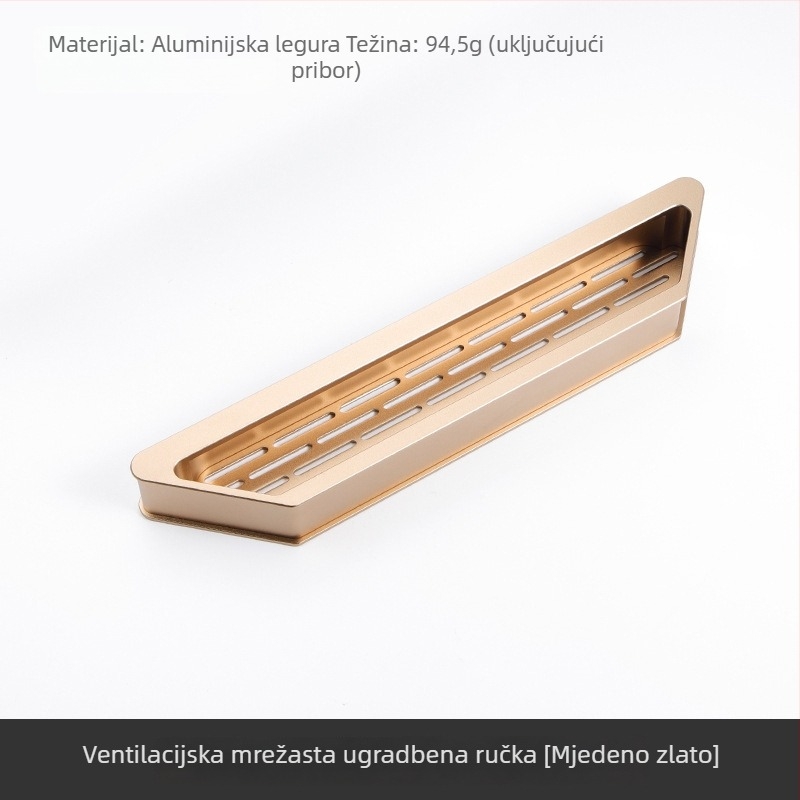 Uskrivena ručka od aluminijske legure s prozračnom mrežom, za kuhinjske ormariće i plinska vrata