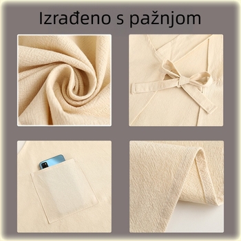 Kuhinjska pregača od 100% pamuka s dugim rukavima, prozračna, otporna na mrlje, unisex, jedna veličina