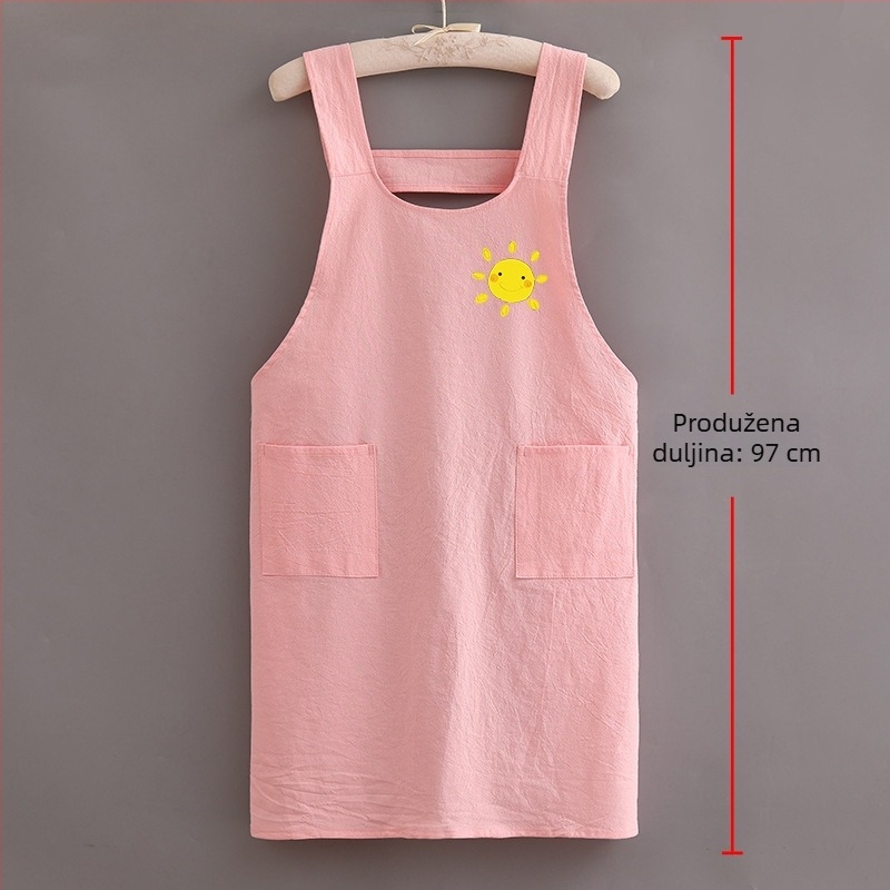 Kuhinjska pregača od 100% pamuka s dugim rukavima, prozračna, otporna na mrlje, unisex, jedna veličina