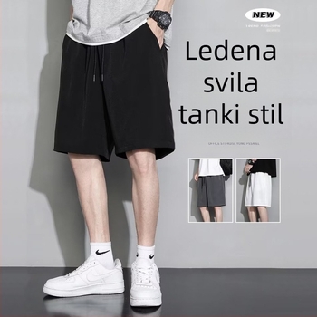 Muške ljetne šortseve od Ice Silk, lagane, slobodan kroj, široke nogavice, plus veličina, casual sportske šortse