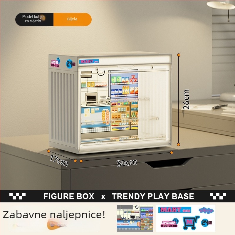 Osvijetljena kutija za figurice sa stolnim prikazom za Blind Box Bubble Mart, otporna na prašinu, vitrina za izlaganje