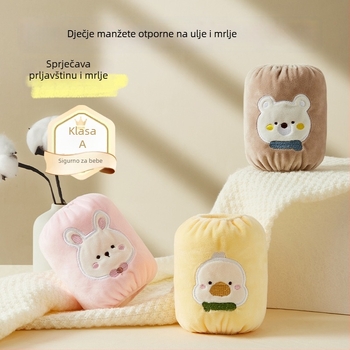 Unisex dječje manžetne za ruke s crtani motivom, za djecu 0–3 godine, otporne na prljavštinu i vodootporne, jesen-zima, polar fleece