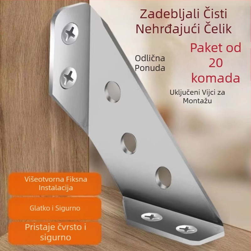 Nehrđajući čelik, ultra-debel trokutasti nosač za ormariće, ojačani višenamjenski nosač pravog kuta