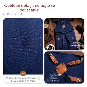 Platnena pregača s logom za kućnu kuhinju i catering, pogodna za kafiće i trgovine mliječnog čaja, slastičarne i radnu odjeću pekara.