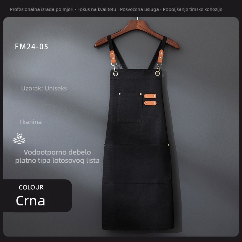 Platnena pregača s logom za kućnu kuhinju i catering, pogodna za kafiće i trgovine mliječnog čaja, slastičarne i radnu odjeću pekara.
