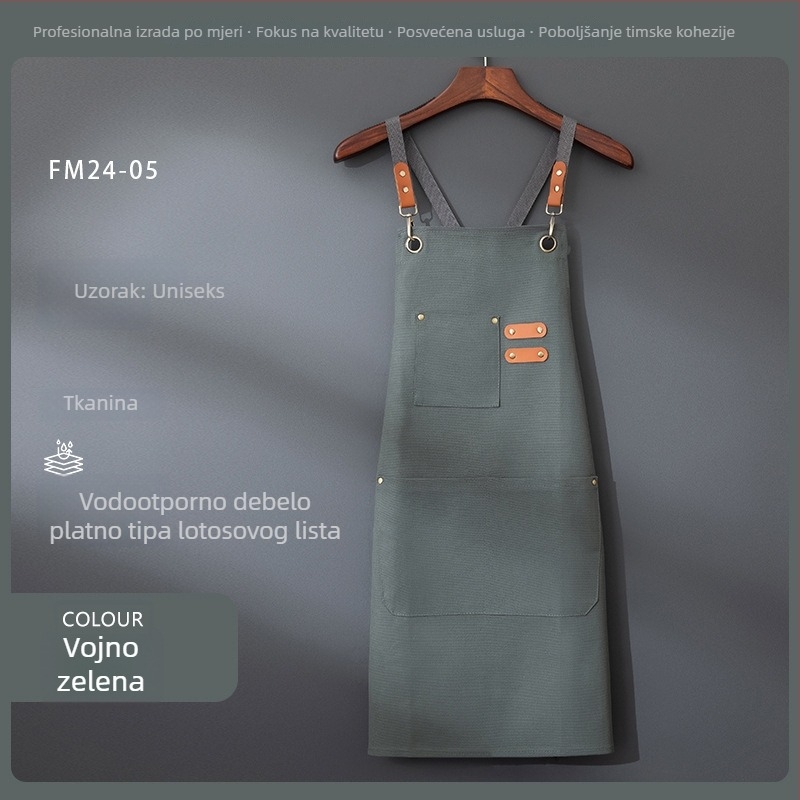 Platnena pregača s logom za kućnu kuhinju i catering, pogodna za kafiće i trgovine mliječnog čaja, slastičarne i radnu odjeću pekara.