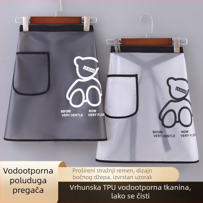Ženska vodootporna bez rukava kuhinjska pregačica, kratka do struka, poliester, cvjetni i krajolinski uzorak, korejski stil