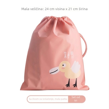 Korejski crtani motiv vodootporne vrećice za putovanje sa zatvaračem i šnalom, PEVA, 3 komada, za donje rublje, kozmetiku i obuću