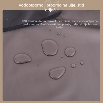 TPU prozirna pregača s rukavima, vodootporna i otporna na masnoće, pogodna za kuhinju i dom, s otiskom loga