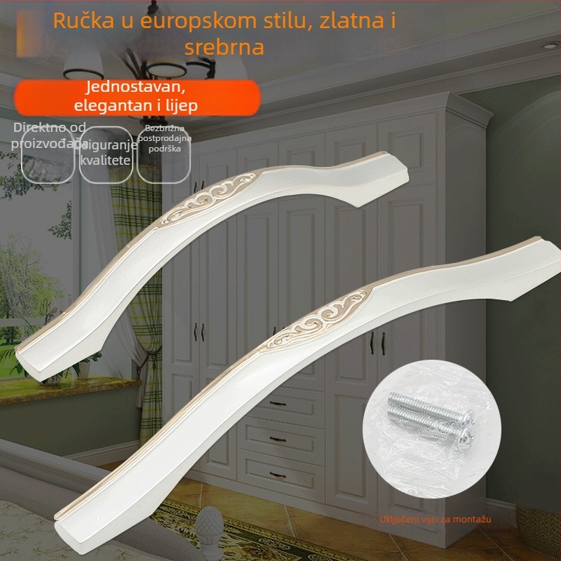 Europski stil, zlatno-srebrna luksuzna minimalistička ručka za ormare i ladice, s jednim otvorom za montažu