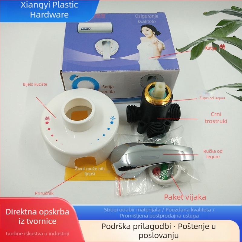 Novi zidni miješac za tuš s ručkom od legure, plastičnim trocjevnim spojem i regulatorom temperature