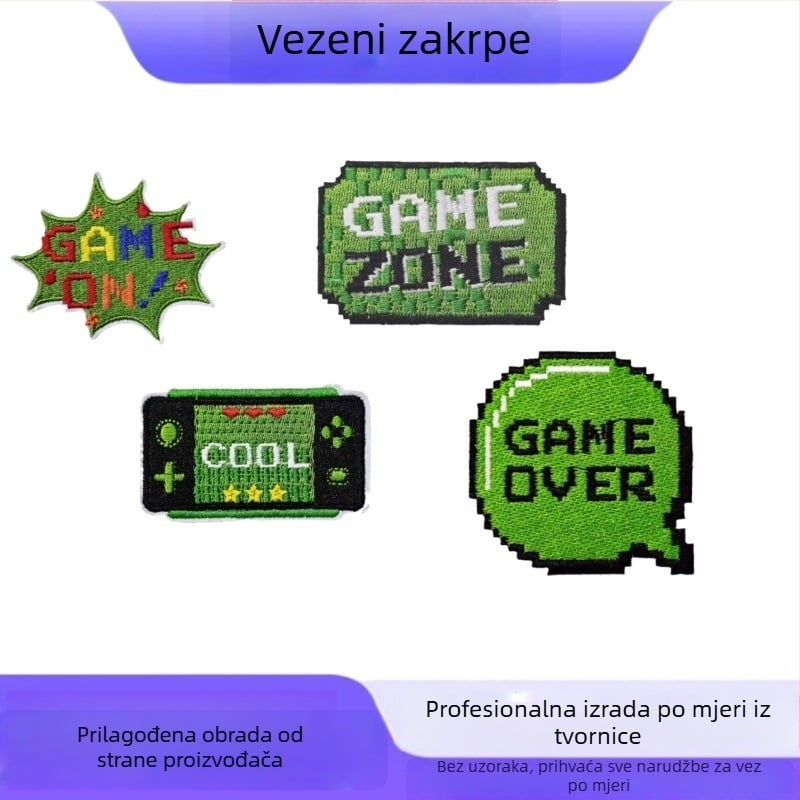 Prilagođene vezene zakrpe s temom igre, Velcro za odjeću i dodatke