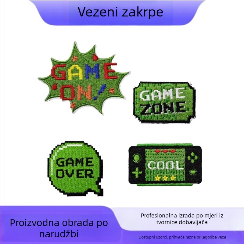 Prilagođene vezene zakrpe s temom igre, Velcro za odjeću i dodatke