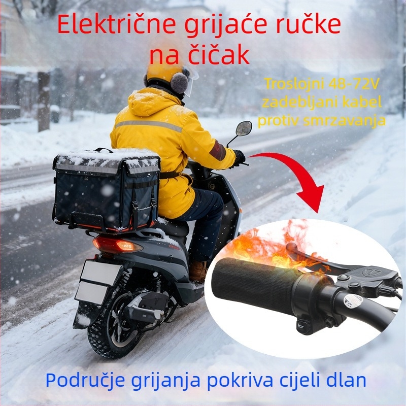 Unaprijeđene grijaće ručice upravljača s Velcro trakom za električne bicikle, zimska uporaba