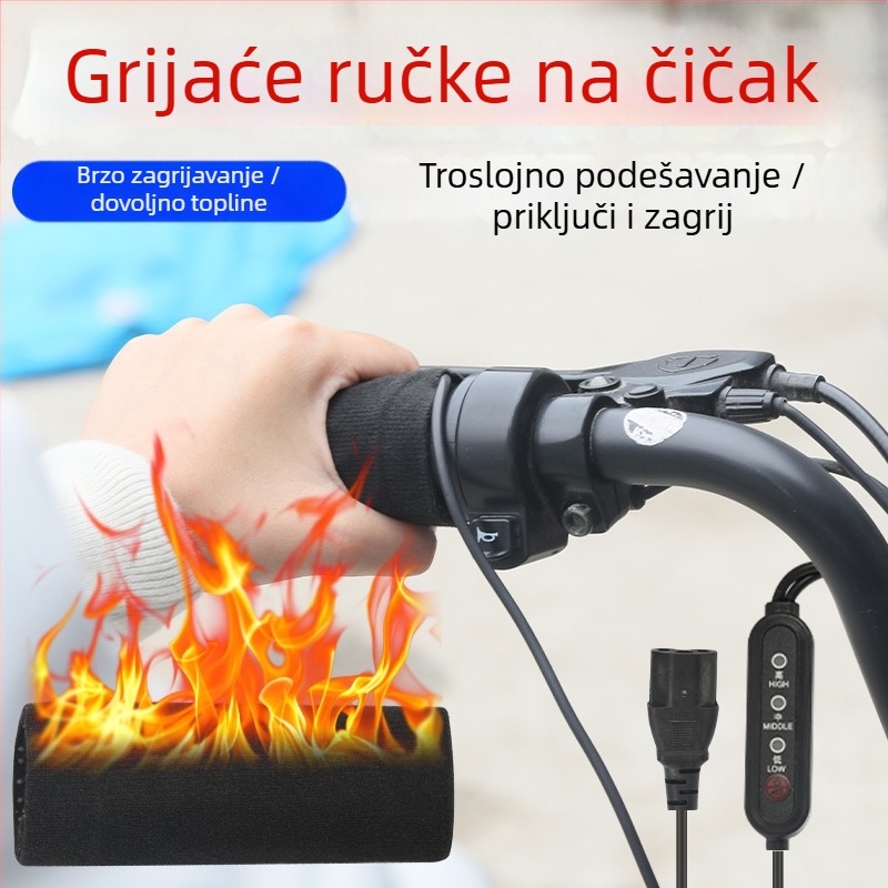 Unaprijeđene grijaće ručice upravljača s Velcro trakom za električne bicikle, zimska uporaba