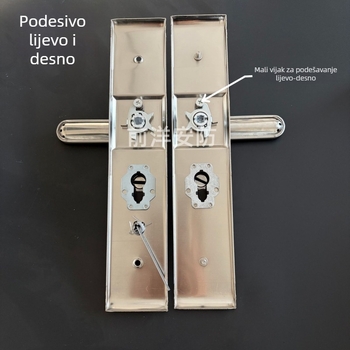 Set kvake i sigurnosnog brava za vrata – univerzalni komplet ručice za vrata (čelik, minimalistički stil, model 9085S)