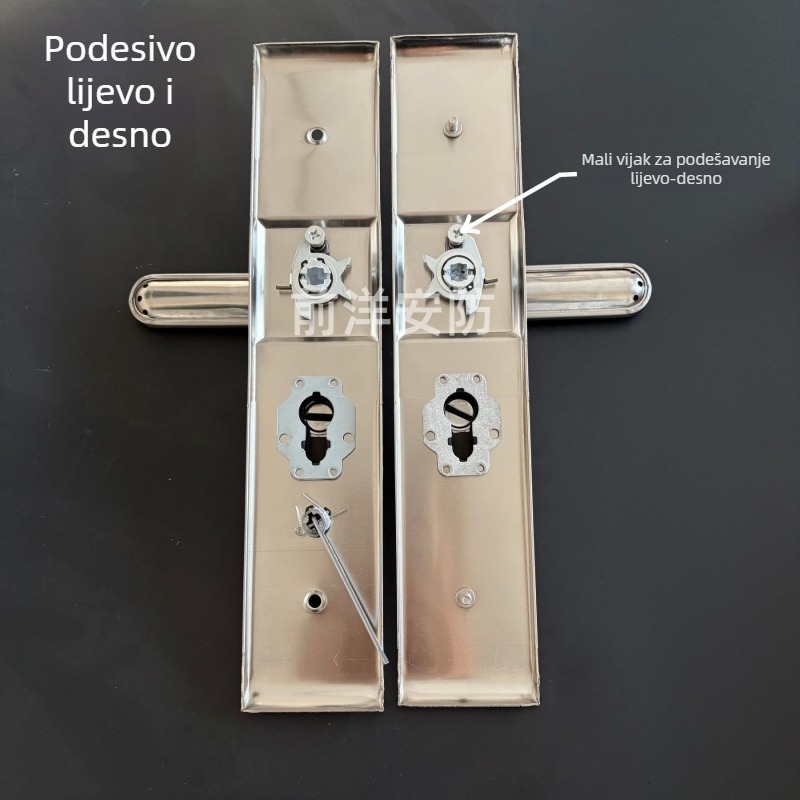 Set kvake i sigurnosnog brava za vrata – univerzalni komplet ručice za vrata (čelik, minimalistički stil, model 9085S)